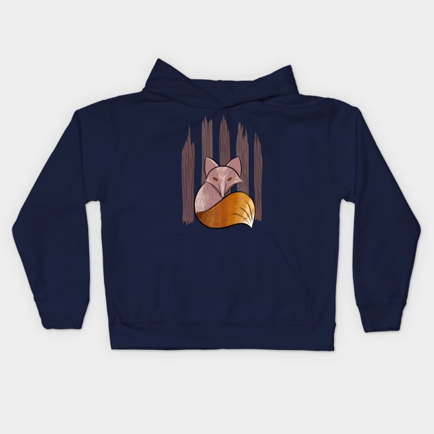 Foxy in the woods Kids Hoodie by quenguyen